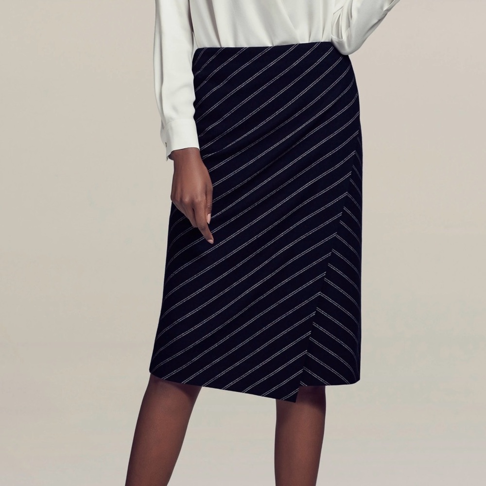 M.M. Lafleur The Chelsea Skirt Diagonal Stripe Faux Wrap 4